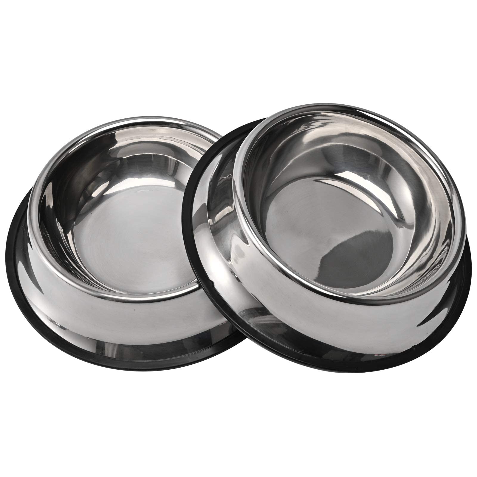 Arabest Stainless Steel Dog Bowls, 2 Pack With Anti-Skid Rubber Base for Food and Water - for Small, Medium, Large Dogs (18cm)