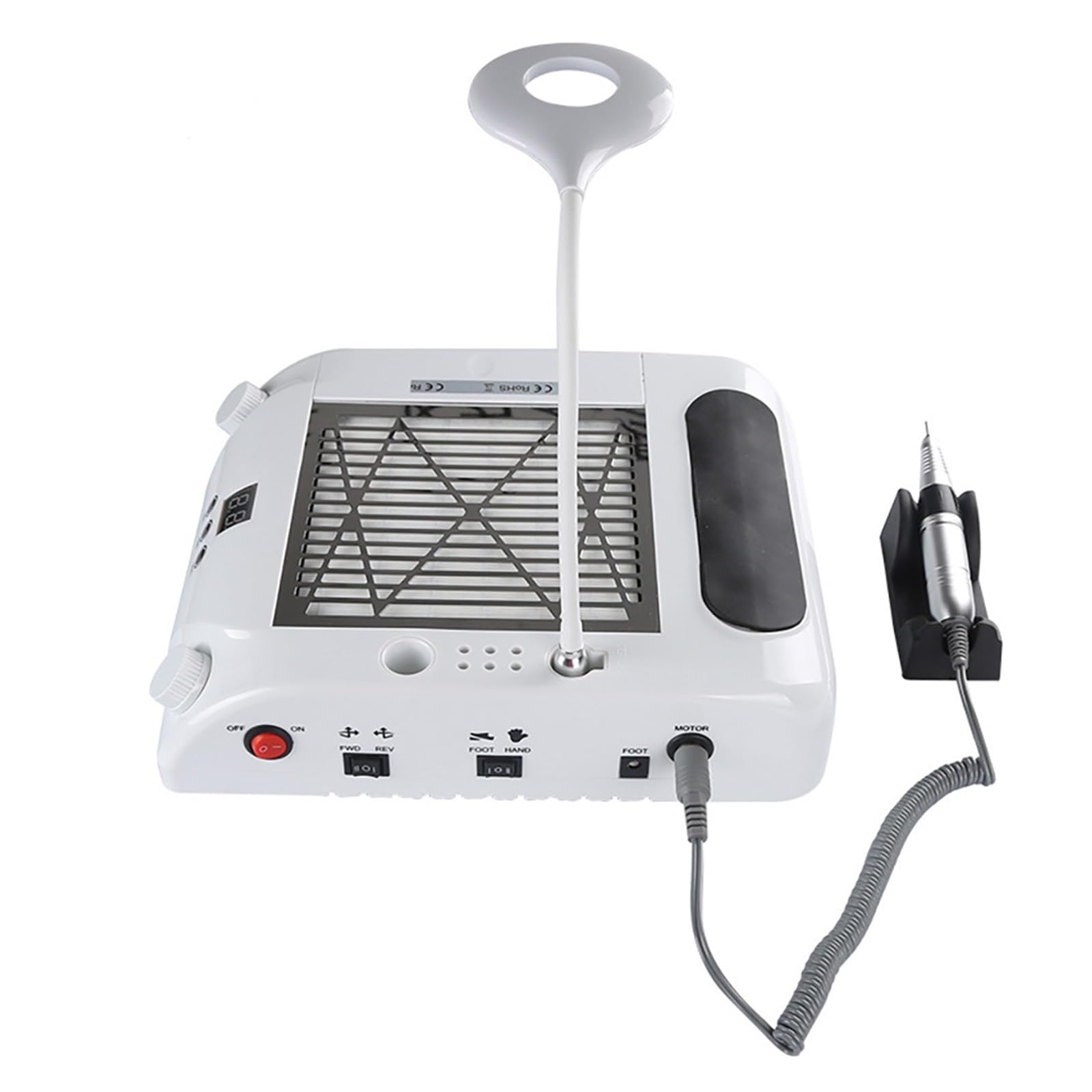 Aspiradora Taladro eléctrico for uñas de 48 W, 30 000 RPM, Aspirador de Polvo for uñas, iluminación LED, lámpara UV de 54 LED, Lima de uñas eléctrica 6 en 1 Alta Potencia