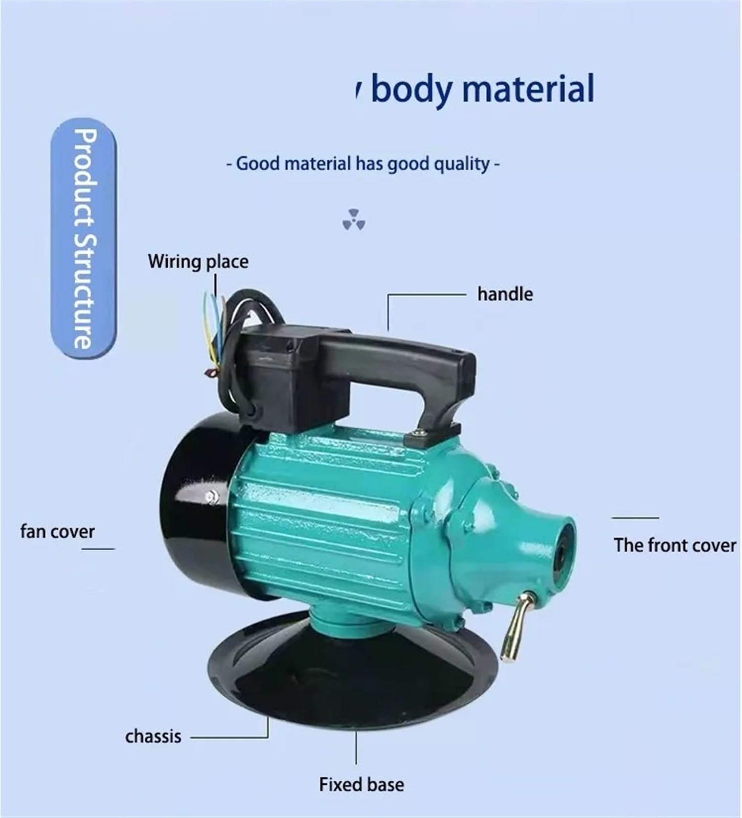 Vibrador de hormigón portátil con motor eléctrico de 1500 W