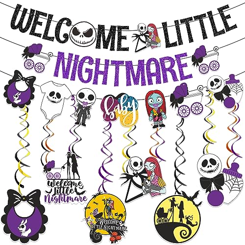 Welcome Little Nightmare Banner Nightmare Before Christmas Baby Shower Hanging Decorations Nightmare Before Christmas Baby Shower Decorations Nightmare Before Christmas Decorations Nightmare Before