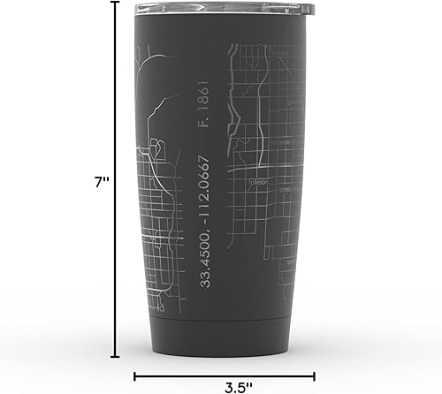 Vista 36 de Well Told Vaso de café aislado con diseño de mapa de Nueva York grabado, taza de acero inoxidable grabada (20 onzas, negro) con aislamiento de mapa