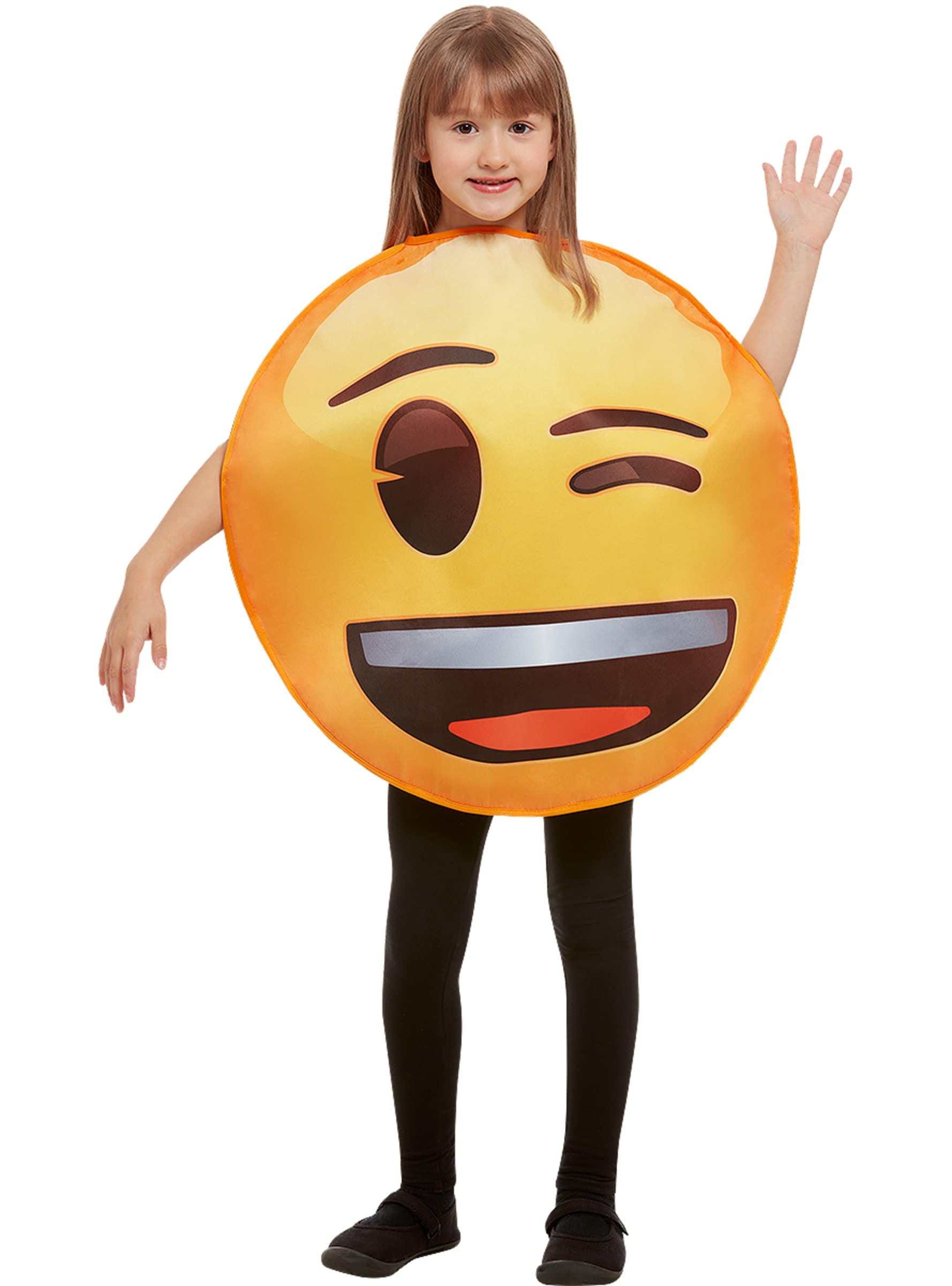 Funidelia | Disfraz de Emoji guiñando un Ojo Oficial para niño y niña Talla 6-12 años Emoticono, Whatsapp, Original y Divertido - Color: Amarillo - Licencia: 100% Oficial