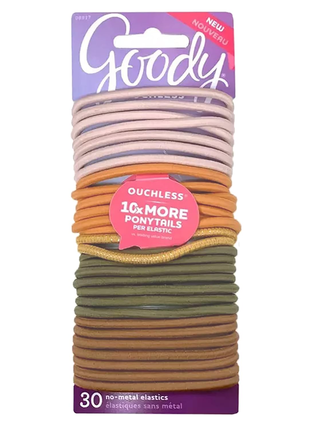 GOODYWomens Ouchless Braided Elastics Ties - 30 Count, Primal Neutrals - 4MM for Medium Hair - Pain-Free Hair Accessories for Women Perfect for Long Lasting Braids, Ponytails and More