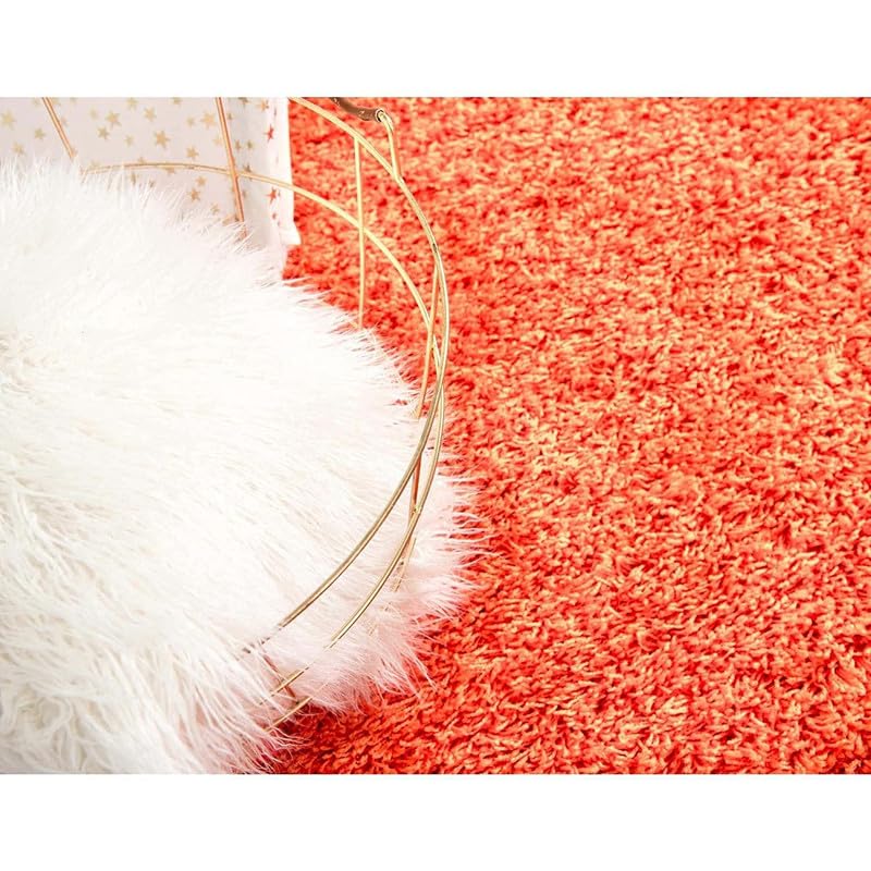 Image of FIASCO Polyester Shaggy Bedside Runner, Soft Indoor Modern Shaggy, Soft Rugs for- Living Room, Dinning Room, Office, Bedroom & Hallway Carpet Rugs Size 3X6 Orange