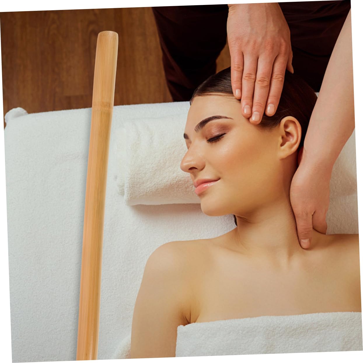 VALICLUD 4 Piezas Palo de masaje de bambú. Gancho portátil Relajación cuerpo rodillos Massage Stick para la espalda palo de masaje para adultos masajeador de espalda para viajar Light