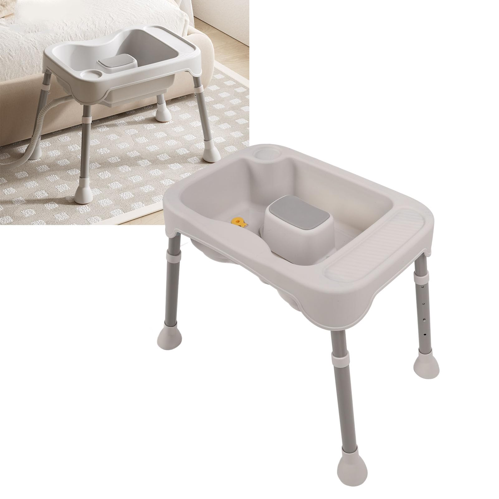 Haarwaschbecken, Shampoo -Becken Ergonomische Kopfstütze Verstellbare Höhe mit Schlauch Tragbarer Shampoo Bowl für Heimsalon (GRAY)