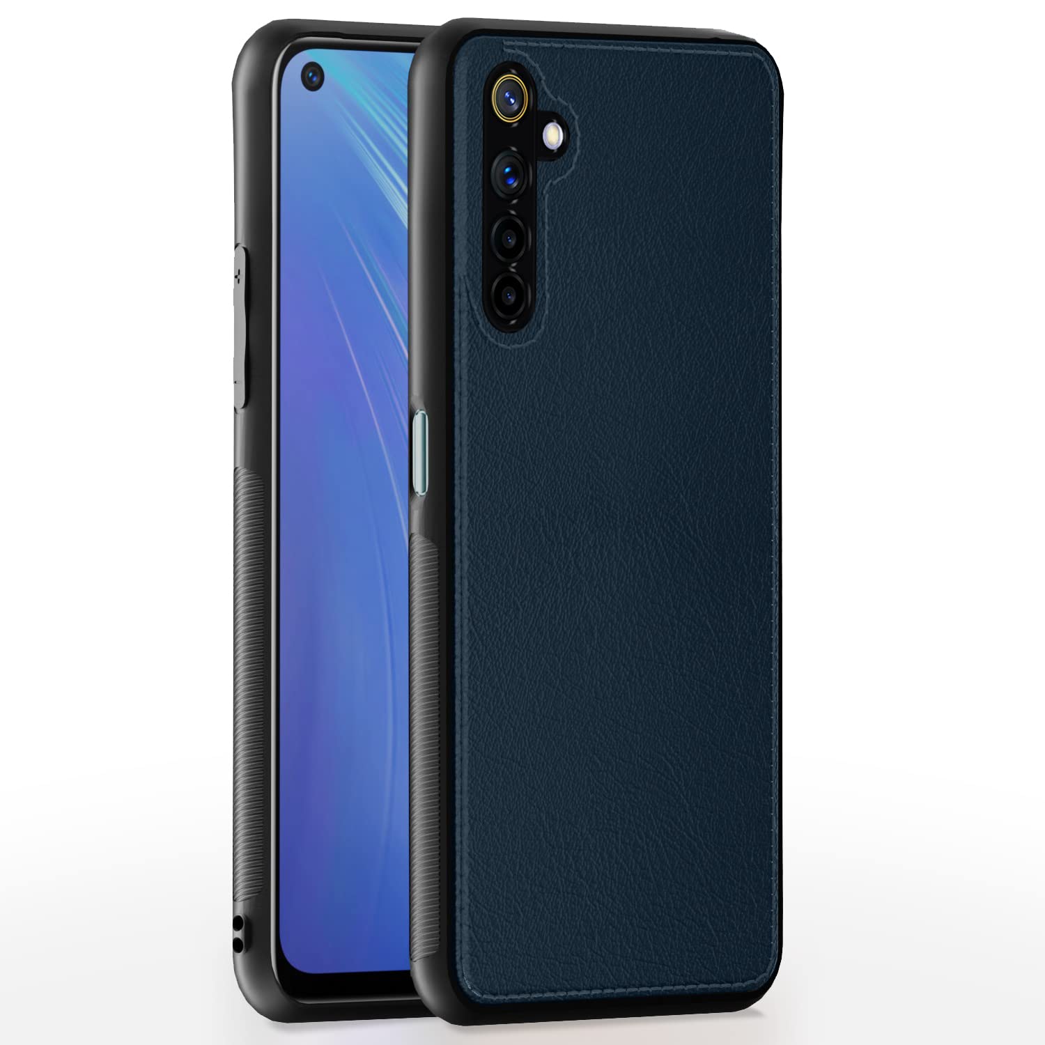 Pikkme Realme 6 Back Cover Flexible Faux Leather Super Soft-Touch Bumper Case Lightweight Slim Camera Protection Cover (Blue) (B0D354WFT4) Amazon Price History, Amazon Price Tracker