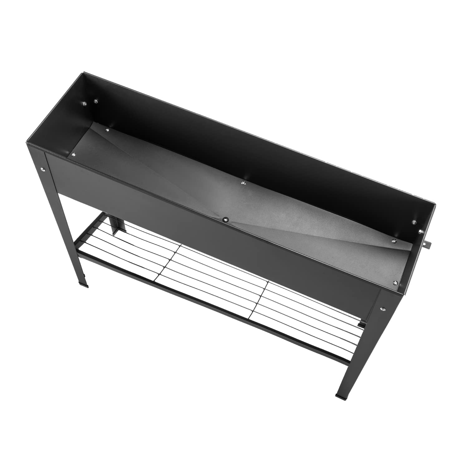 VEOAY Raised Garden Bed, Elevated Planter Metal Plant Box with Legs Standing Garden Stand Drainage Holes Frosted Black