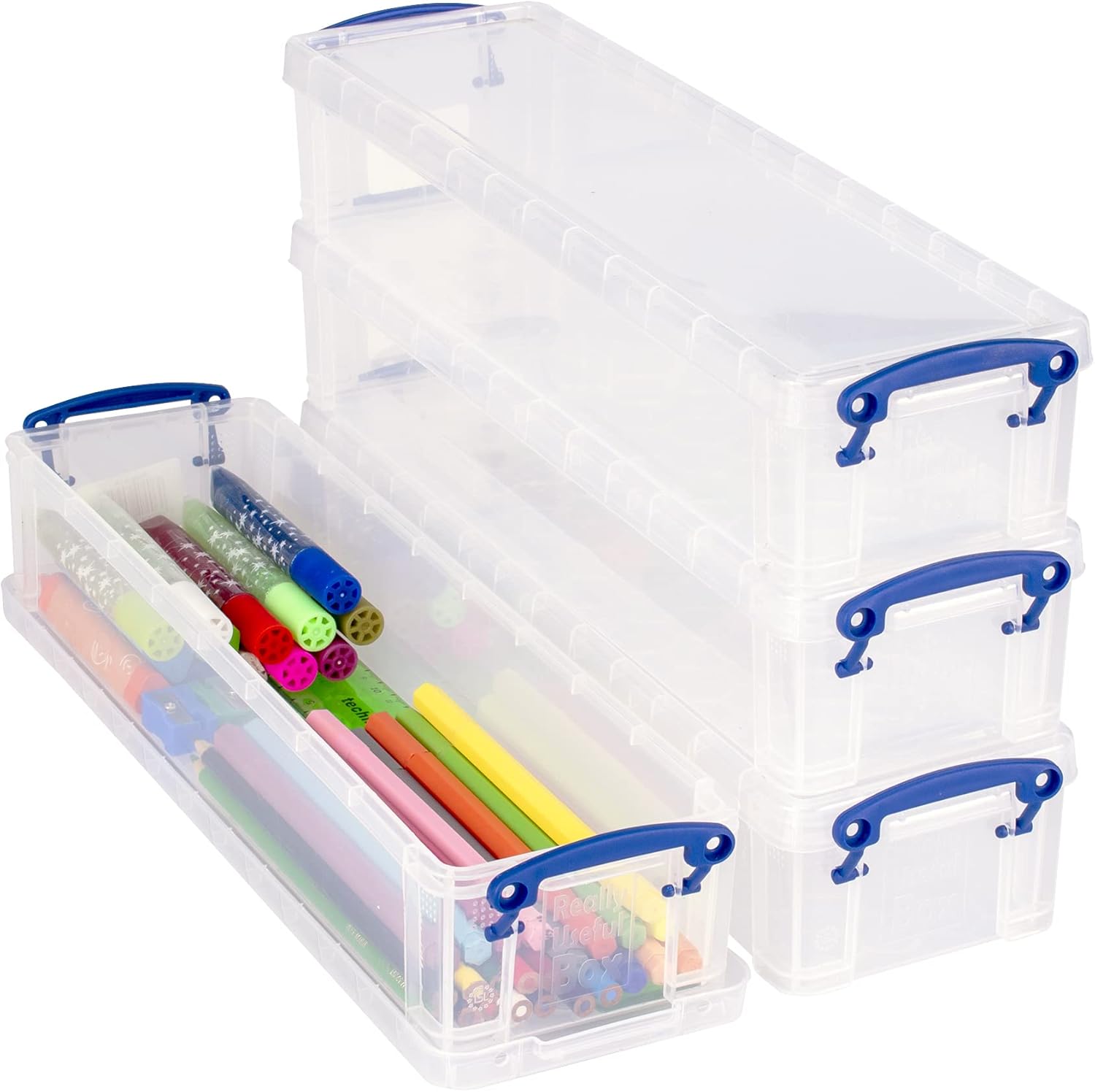 Really Useful Plastic Storage Box 1.5 Litre Clear (Pack of 4)