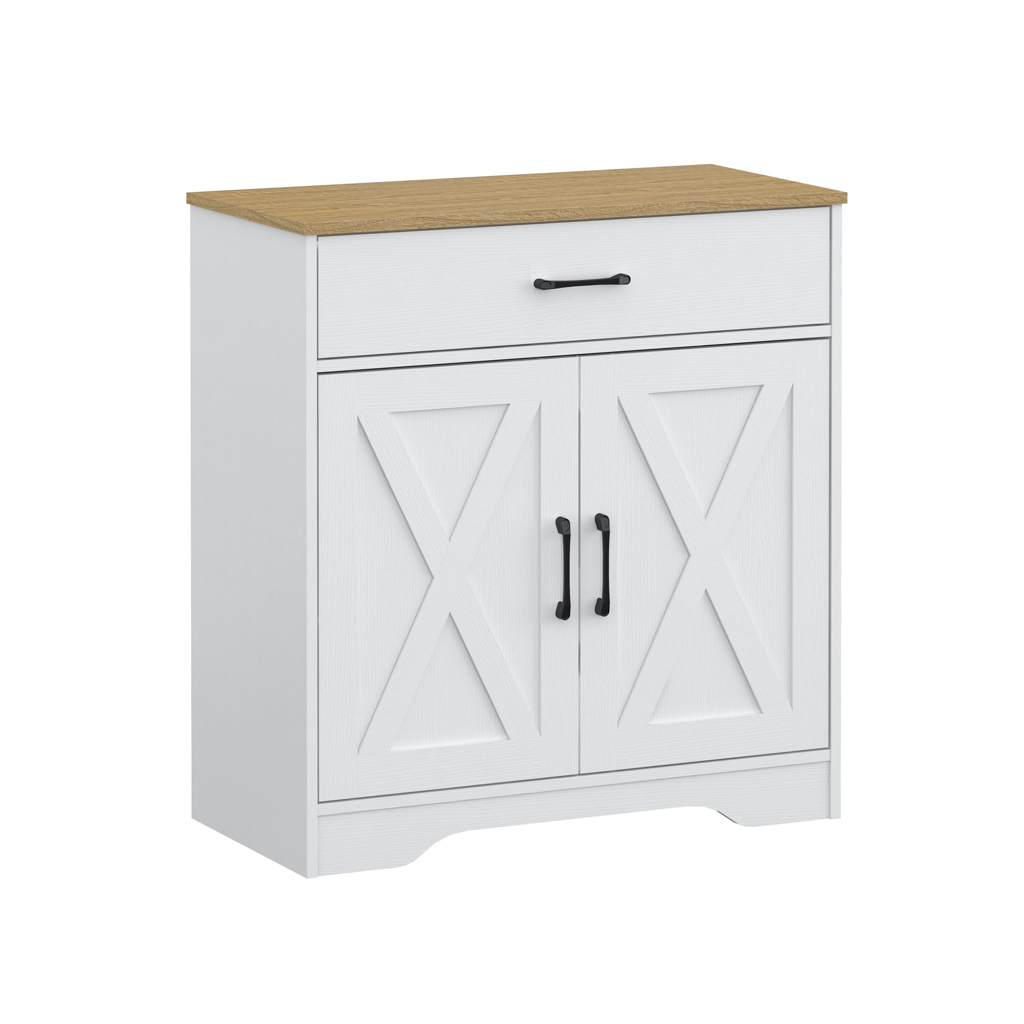 Panana Farmhouse Accent Cabinet Entryway Storage with Drawer Living Room Sideboard Narrow Storage Cupboard (White)