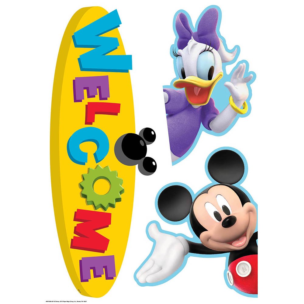 Eureka Back to School Mickey Mouse Clubhouse 'Welcome' Door and Window Go-Around Classroom Decorations for Teachers, 2pc, 17'' W x 24'' H