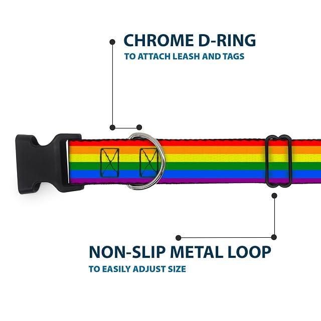Foto 4 de 7 de Buckle-Down PC-W30693-S - Collar de Clip de plástico con diseño de Bandera del Orgullo Gay, pequeño/9-15