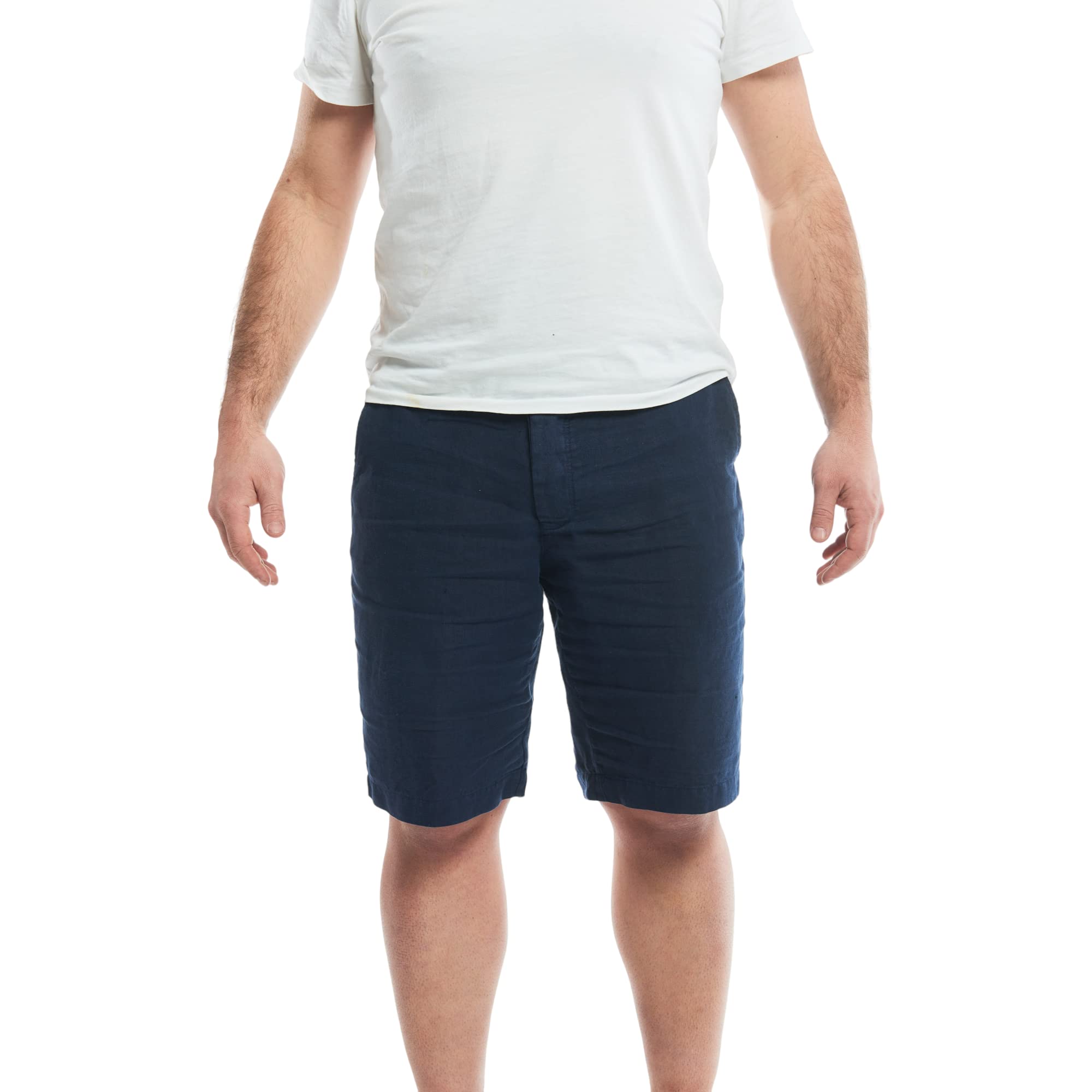 Bermuda Pantalone Corto da Uomo in Puro Lino, Tinta Unita al Filo, Elegante, dalla S alla 3XL, in 5 colorazioni, Bianco, Blu, Verde, Beige e Rosso