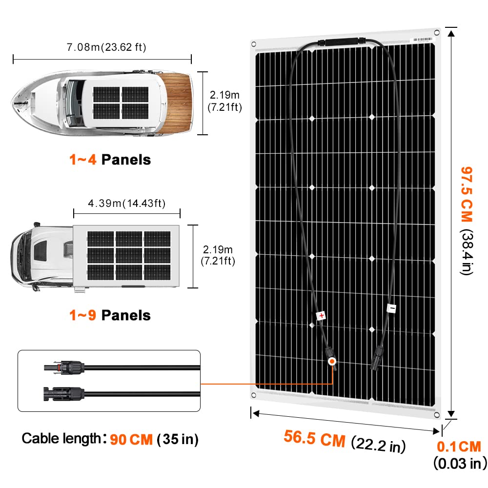 DOKIO Elastyczny Panel Słoneczny 100W 18V Monokrystaliczny