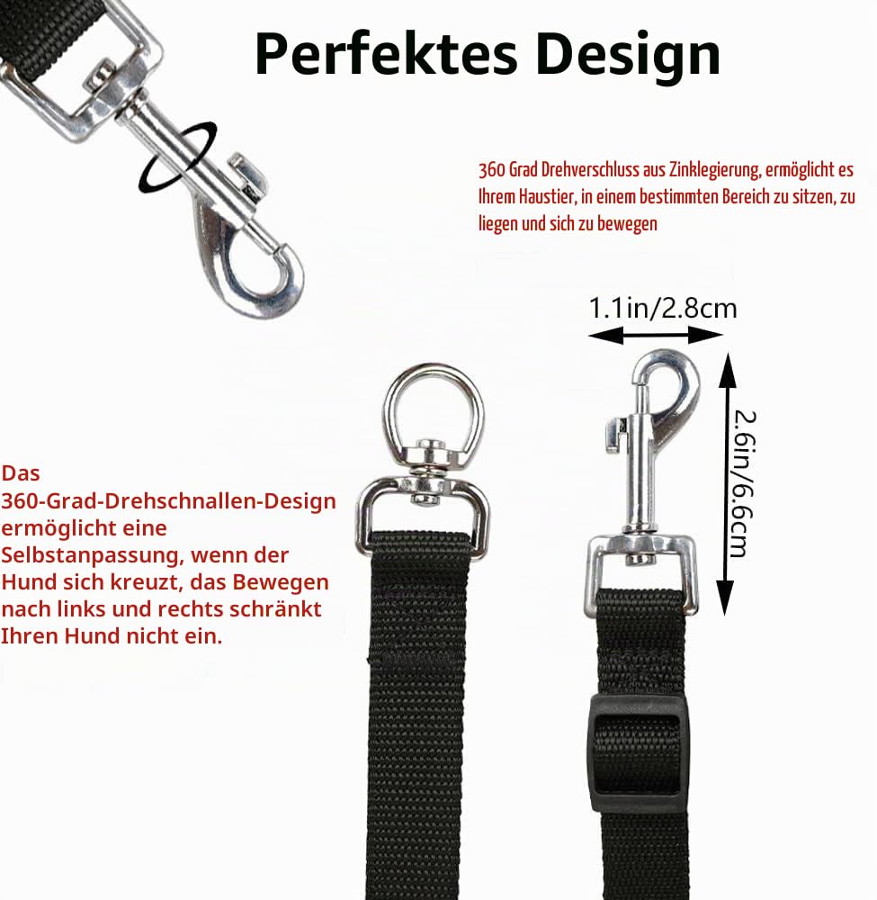 ASOCEA 3 Hundeleinen Verwicklungsfrei 3 in 1 Hundeleinen-Kuppler 360° Drehbare Dreifache Leine für Haustiere Einstellbare Abnehmbare Nylon-Traktionsleine für 1/2/3 Kleine Mittlere Hunde Laufen