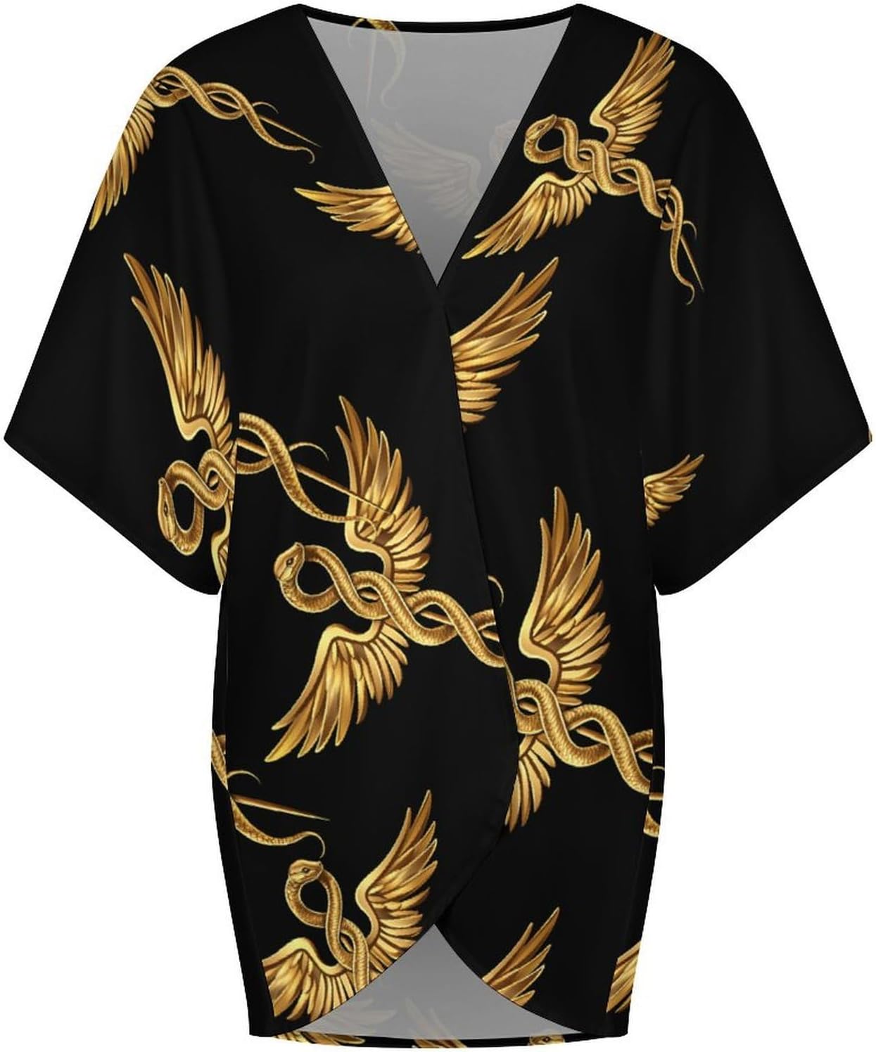Caduceus Symbol Women's Open Front Cardigan Short Sleeves Jacket Lightweight Sweaters Tops