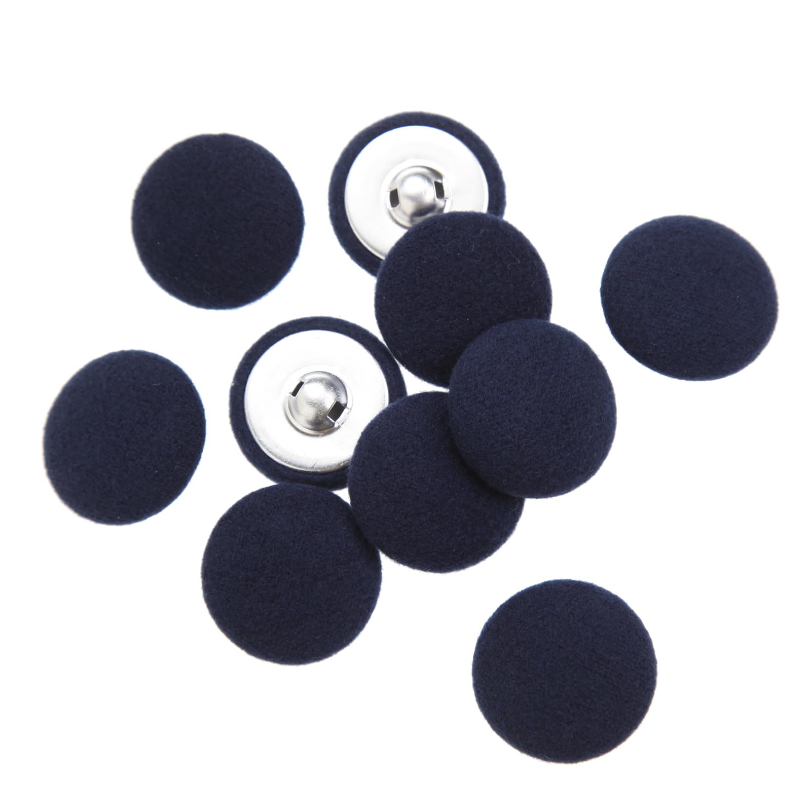 Photo 1 of 10PCS Fabric Cloth Covered Buttons with Metal Shank - Blue 30mm for Suits, Gowns, Blouses, Tuxedo, Sweaters