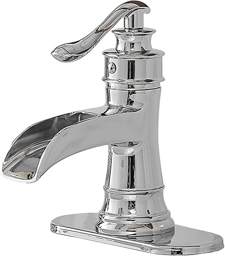 BWE Grifo de baño Cromo Cascada Lavabo Grifos de baño Agujero de una manija Lavabo Lavabo Baño Comercial Líneas de suministro de agua Manguera