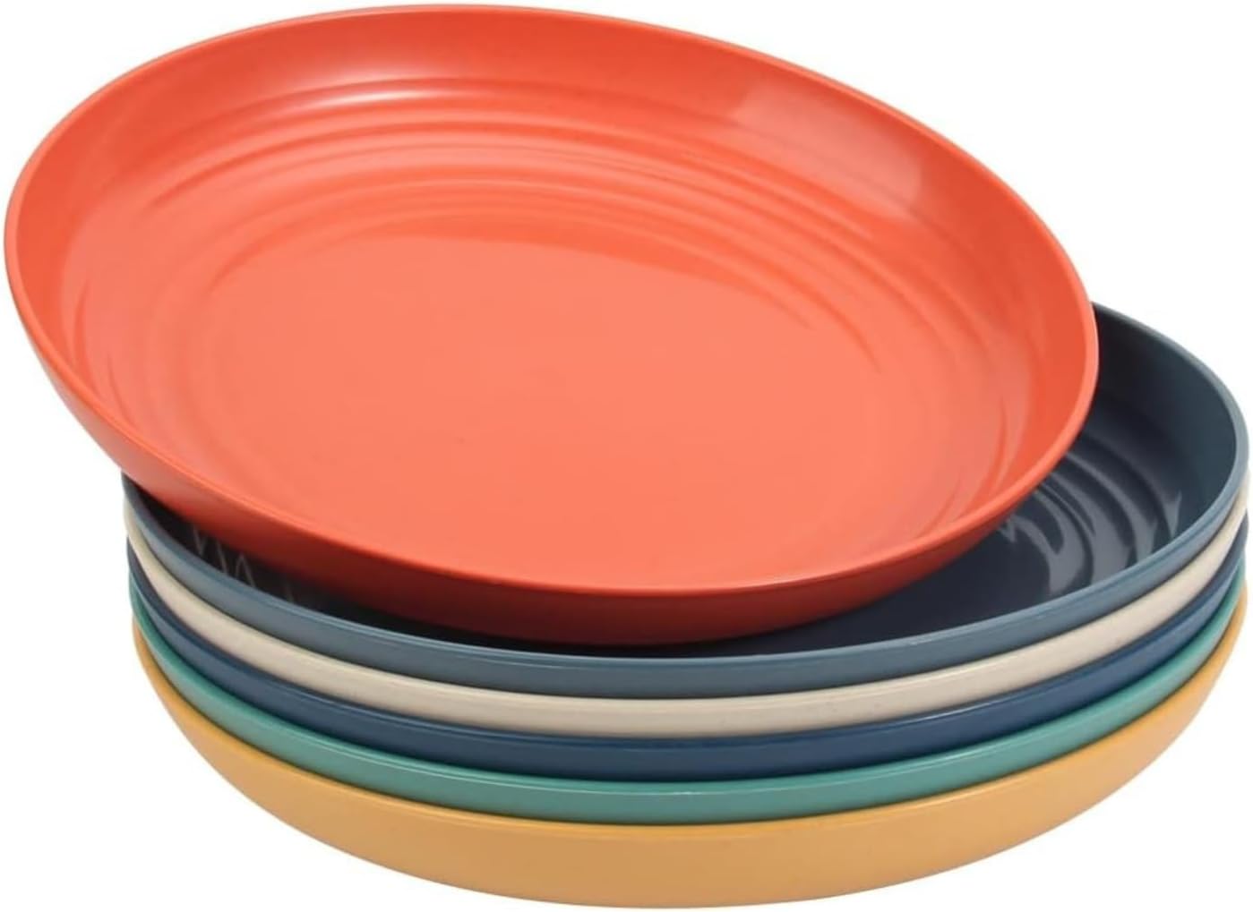 Wheat Straw Plates for Kitchen, Salad, Appetizer, Small Meals, Ice Cream, Dessert, Snack, Rice, Side Dishes, Dip Bowl, Party, Cake Dishwasher & Microwave Safe (23cm, Random, Set of 6)