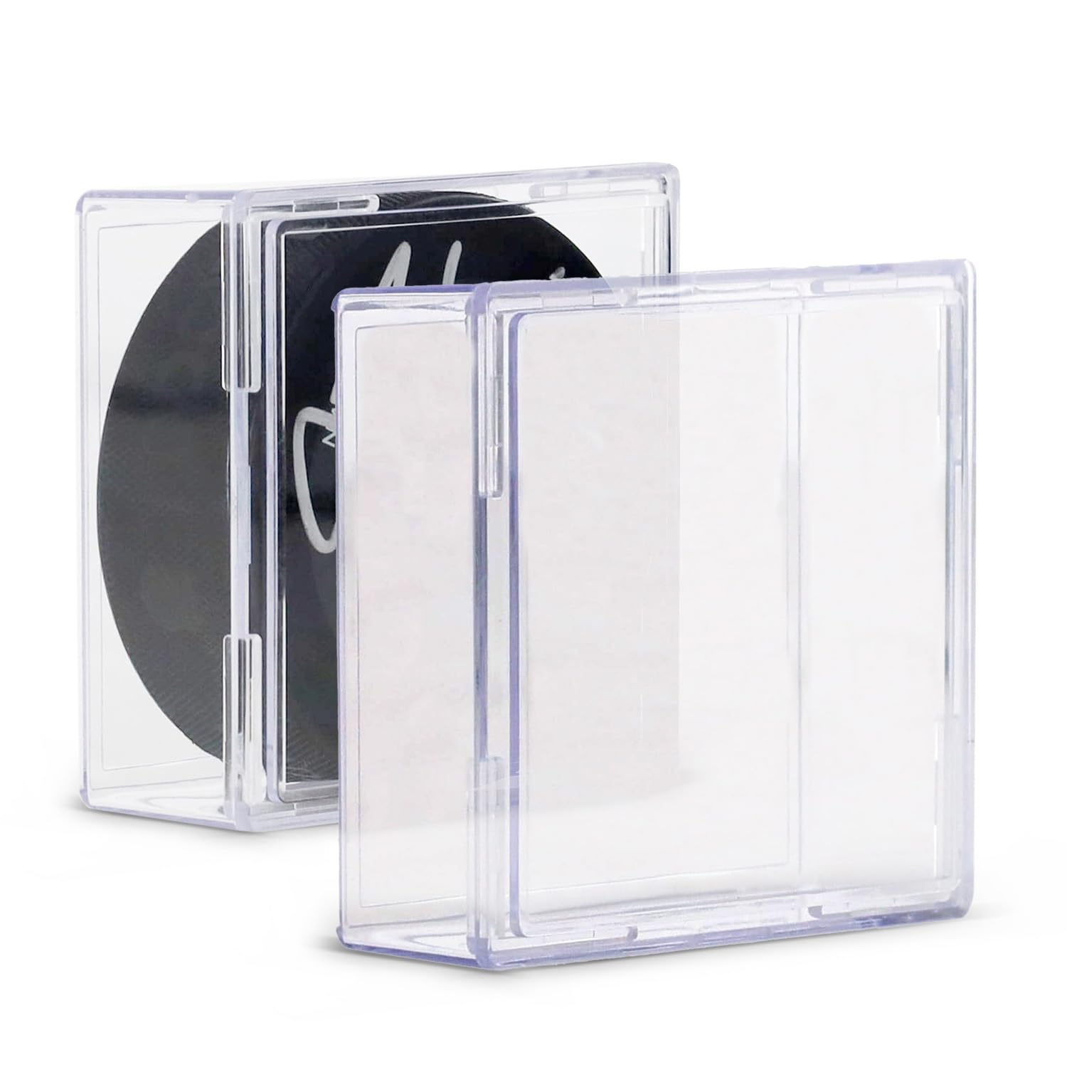BCW Hockey Puck Display Case – Crystal Clear Stackable Puck Holder with 2-Piece Snap Design | Regulation Hockey Puck Case Display - 2 ct