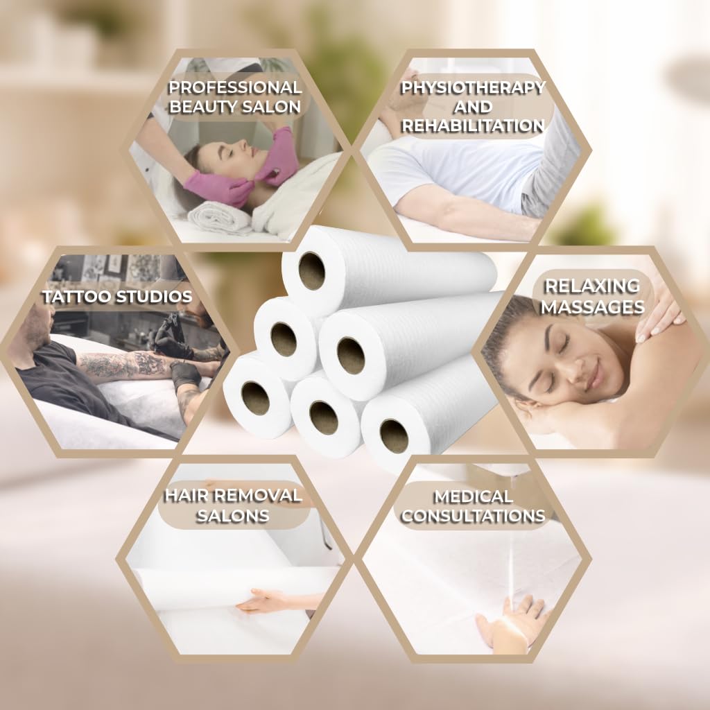 Rotolo Carta Lettino Massaggio in TNT (60 cm x 40 m) | Lenzuolino Medico per Lettino Tessuto non Tessuto 3 Rotoli