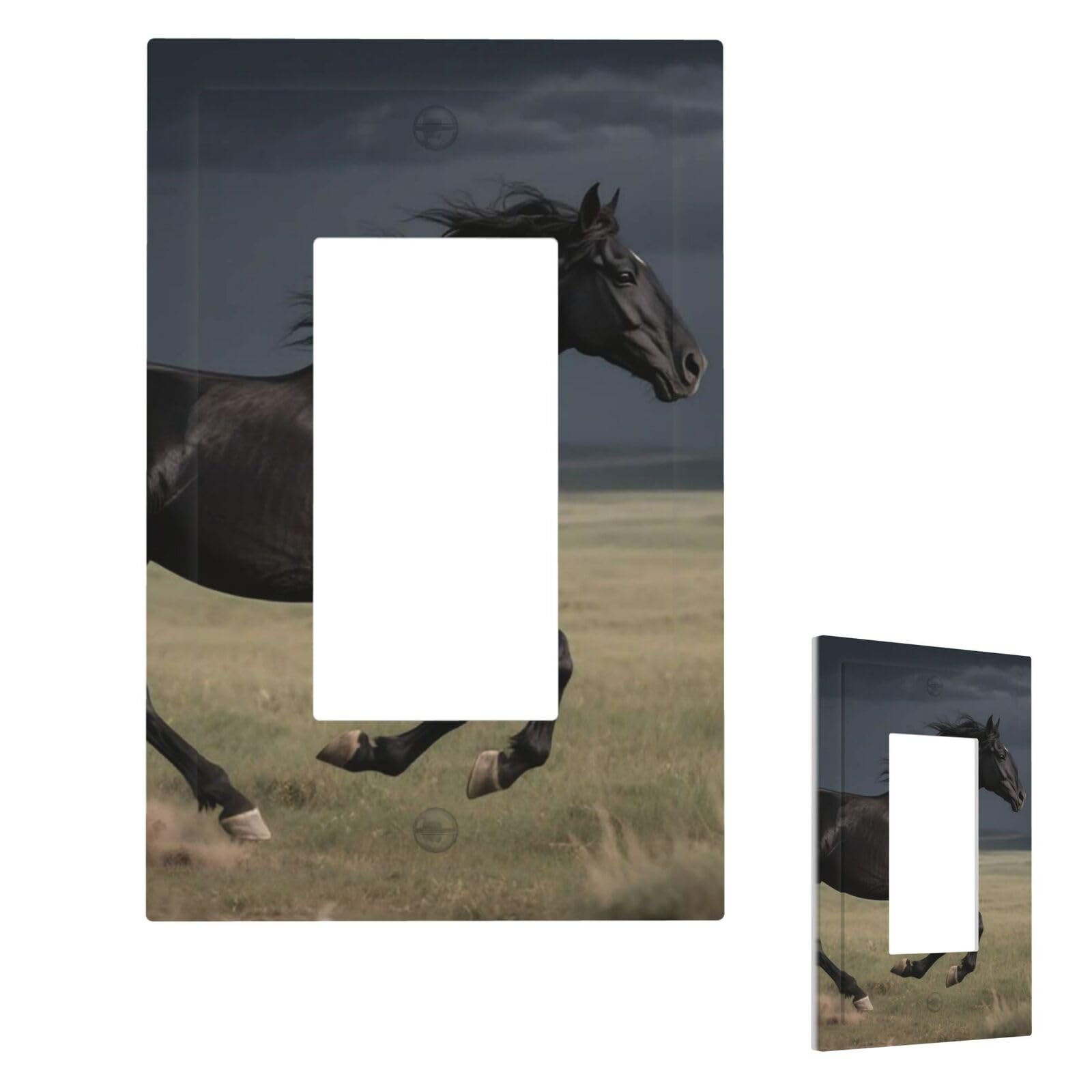 Horse Wall Plate Cover Modern Decorative 1 Gang Light Switch Cover Unbreakable Receptacle Outlet Covers For Living Room Bedroom Home Decor 1 Gang