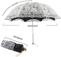 Vista 74 de Honeystore Sombrilla bordada con flor 3D plegable UV con encaje clásico