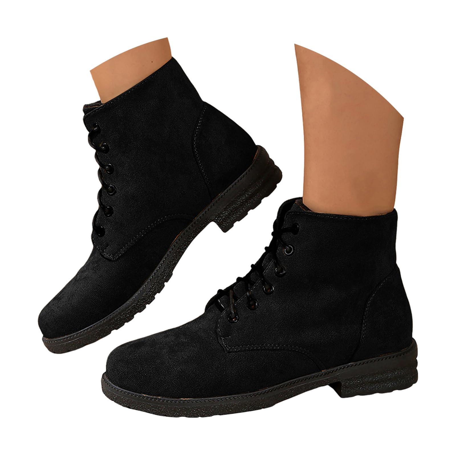 Womens Low Heel Ankle Boots Fashion Elastic Fall Booties Shoes Fall Fashion Thick Heel Side Zipper Belt Shoes