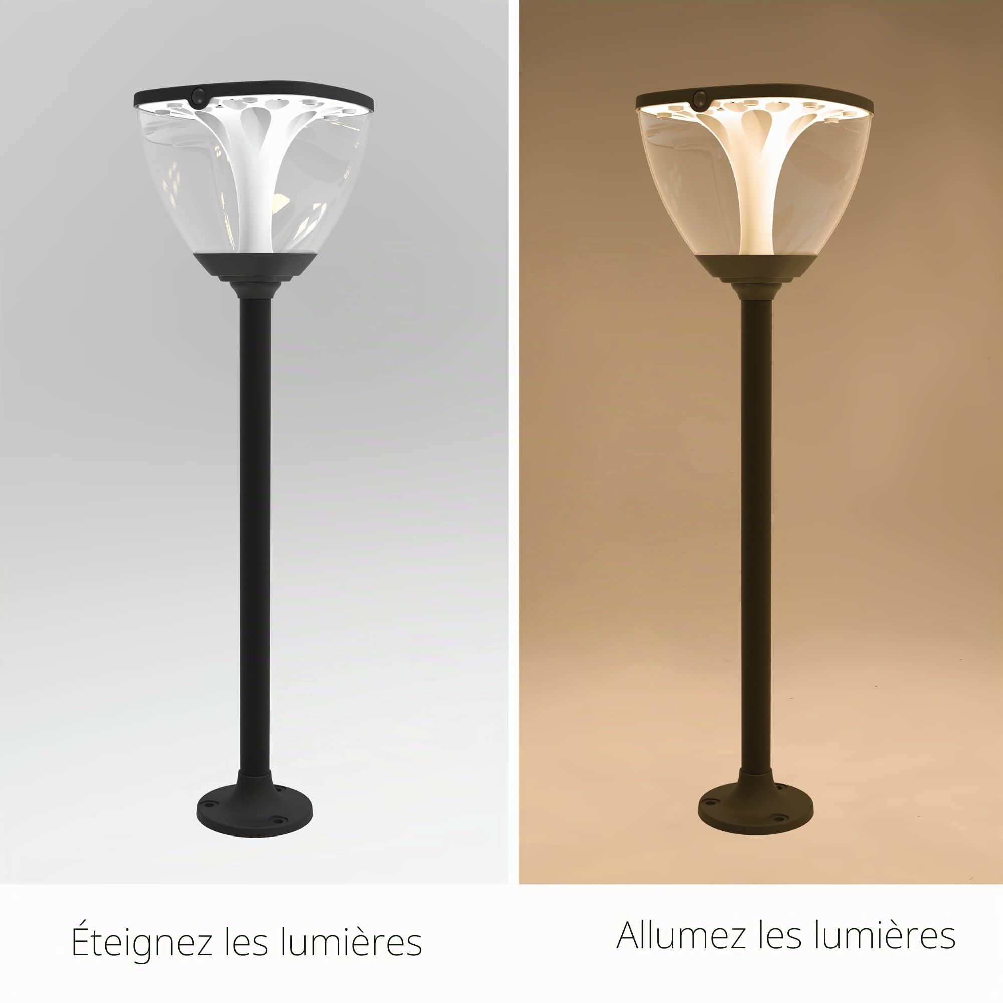 Lampe Solaire Extérieur Jardin, Étanche IP65 Sans Fil avec Batterie 2600mAh, Lumière Solaire Extérieur 3000-6000K Réglable en Aluminium, Éclairage pour Chemins, Borne Solaire