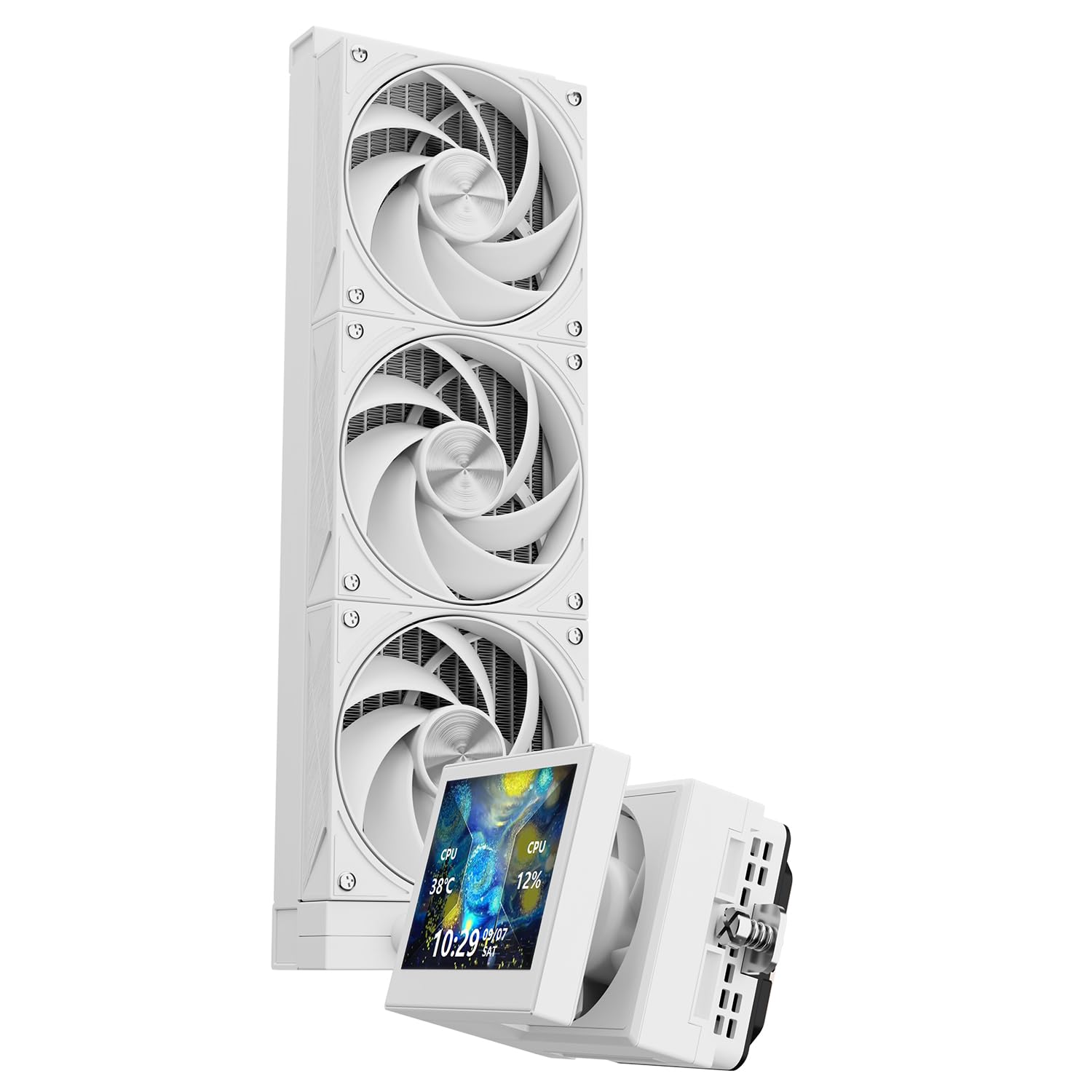 TR-Thermalright Stream Vision 360 Bianco Refrigeratore Liquido per CPU, Schermo LCD IPS da 3,5'' con Risoluzione 680x480 - Magnetico, Testa Fredda con Ventola Integrata, Refrigeratore da 360mm