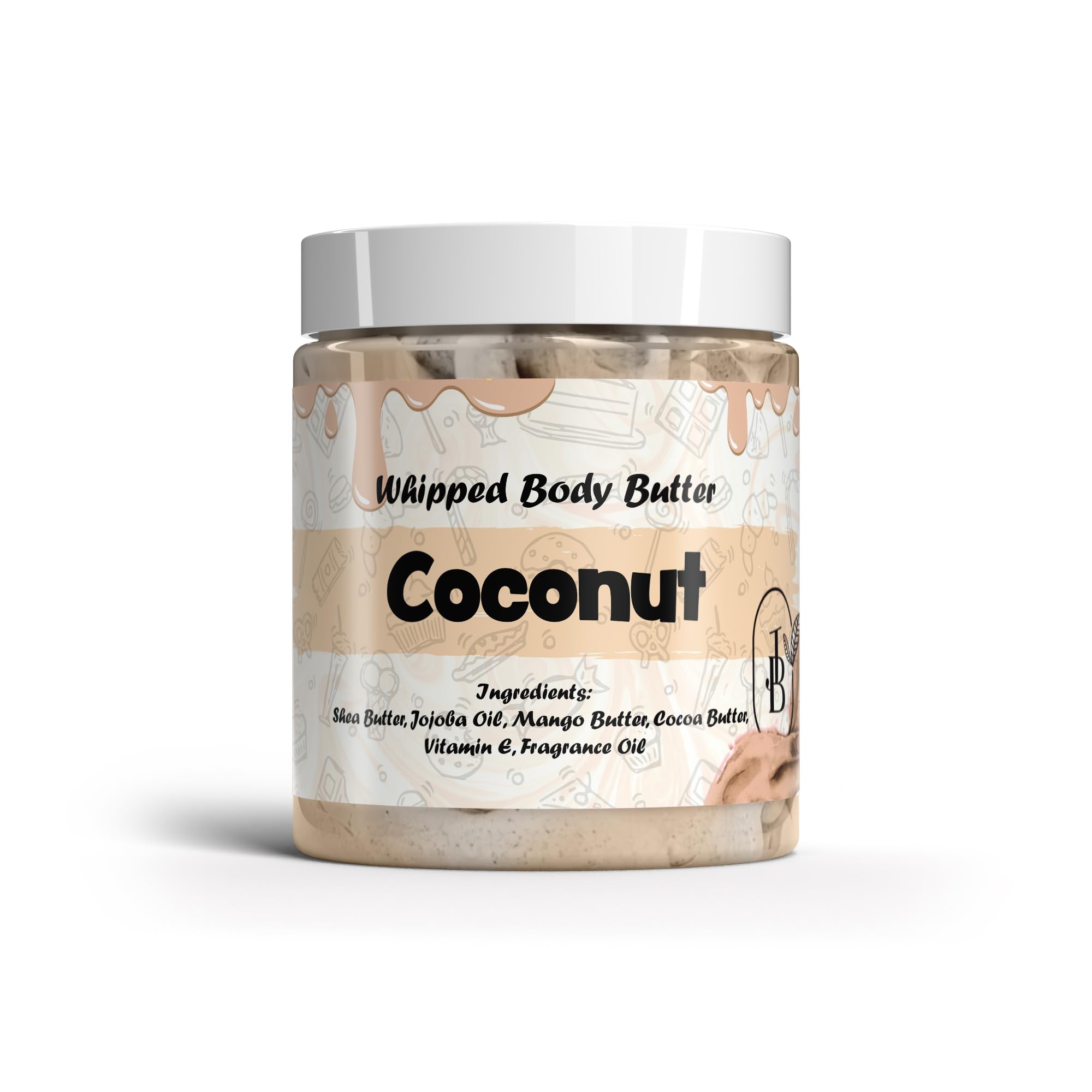 Jersey Botanical - Coconut Whipped Body Butter 8oz. With Shea Butter Mango Butter Cocoa Butter Creamy Natural Smooth Long-lasting Intense Moisturizer