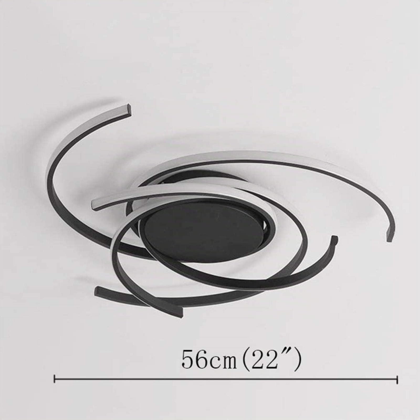Lámpara de techo LED moderna regulable con control remoto Lámpara de isla de cocina Mesa de comedor Diseño de forma de flor espiral creativa Iluminación de araña de techo de acrílico de metal, Negro