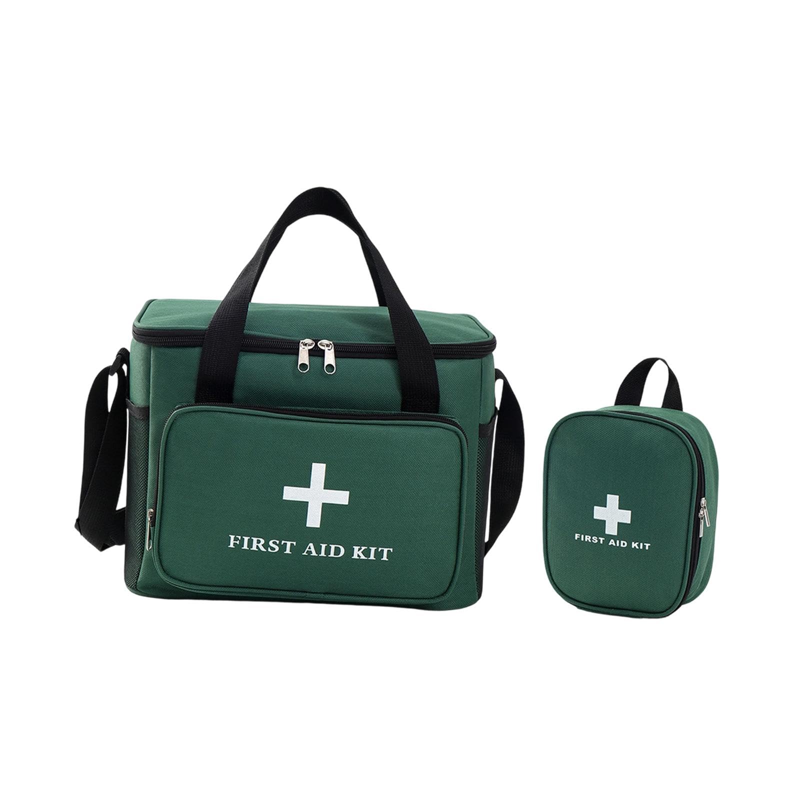Amagogo Empty First Aid Bag Emergency Medical Bag with Adjustable Shoulder Strap Multipurpose First Aid Kit Travel Multi Pockets Utility Pouch for Traveling Outdoor (Green with Small Bag)