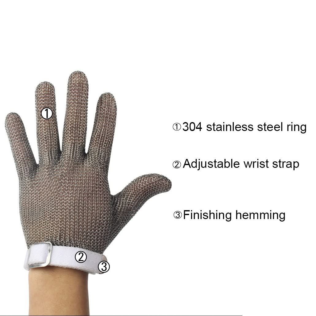 Guantes Resistentes a Cortes Guantes de Anillo de Acero Guantes Antideslizantes, maniobras de protección de la protección contra el Trabajo de la ostra, for Las Manos a la Izquierda y la Derecha