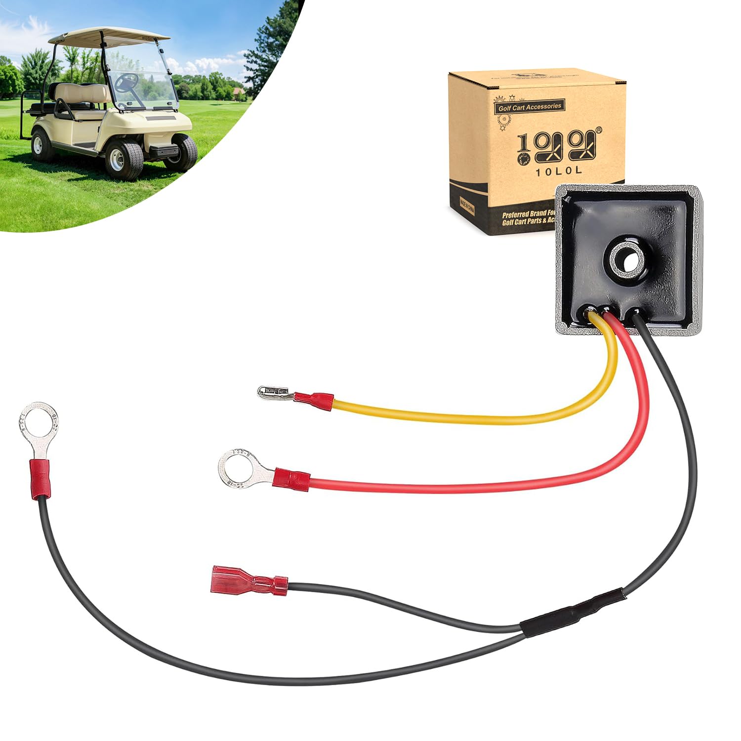 Photo 1 of 10L0L Voltage Regulator Rectifier for Club Car DS & Carryall 1992-up Gas Golf Cart, Replace OEM 1015777 102711201 102710101