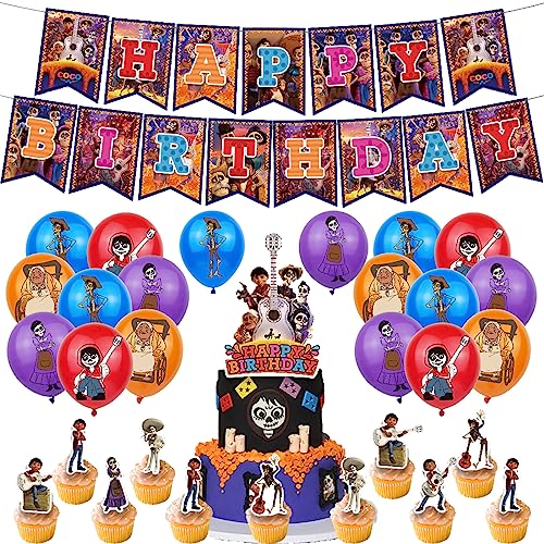 RZDQZY Deco Aniversário Coco: Pancarta, decorações pastel, balões coco - castanho, desenhos animados