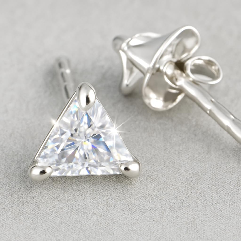 Sechi Solid 925 Sterling Silver Triangle Clear Cubic Zirconia Stud Earrings for Women Small Studs Jewelry - Image 4