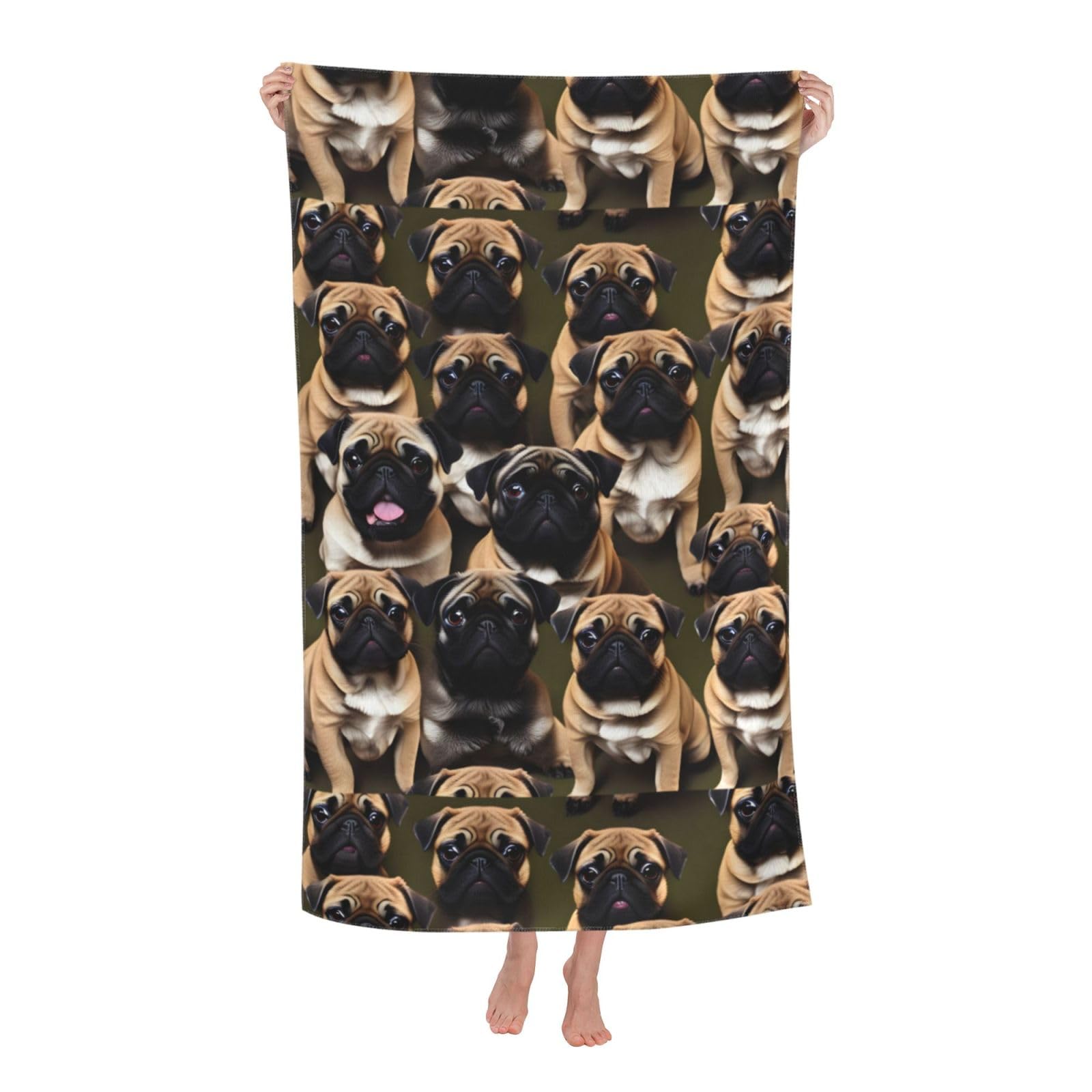 Cbaaghh Imagen De Pug-Standard Print Adult Beach Towels,Beach & Pool Towel,Beach Towels,Towels For Camping
