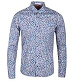 Pretty Green Mens Wilby LS Shirt Camisa, Azul (Mid Blue), Medium para Hombre