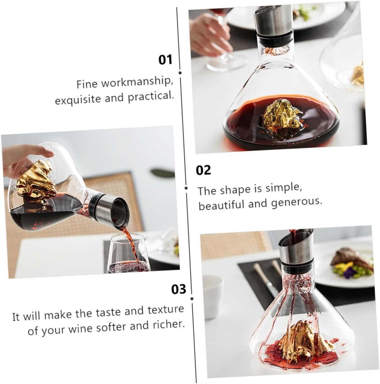 Fast Wine Decanter 1500ml Shape Handheld Household Wine Carafe for Quick Aeration and Serving