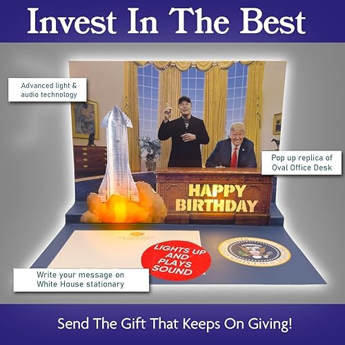 Miniatura 14 de Donald Pop Up Birthday Card with Trump's Real Voice & Lights - Funny Political Dad Birthday Cards for Men, The Original Oval Office Design Plays