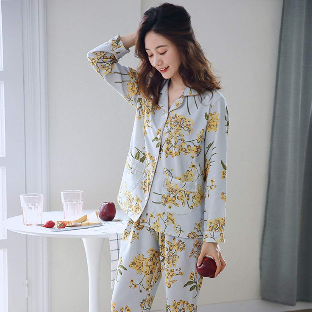 Conjunto De Pijamas De Mujer,Conjunto De Pijama Suave De 2 Piezas Ropa De Dormir De Algodón Con Estampado Floral Clásico Ropa De Dormir De Manga Larga Con Botones Primavera & Loungewear De Otoño P