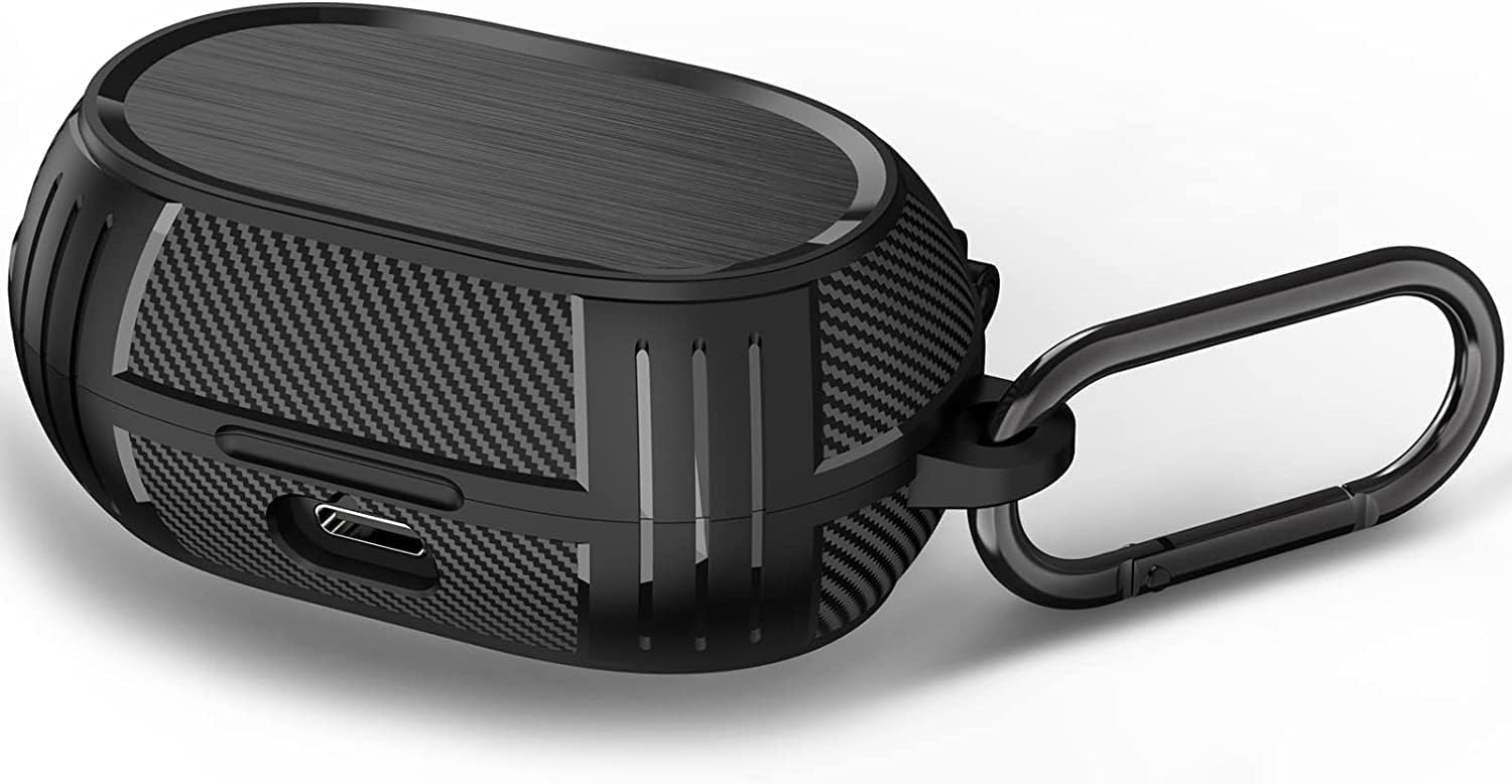 Zitel Rugged Cover Case Compatible with Jabra Elite 7 Pro Earbuds/Elite 7 Active Case with Keychain Carabiner, Black