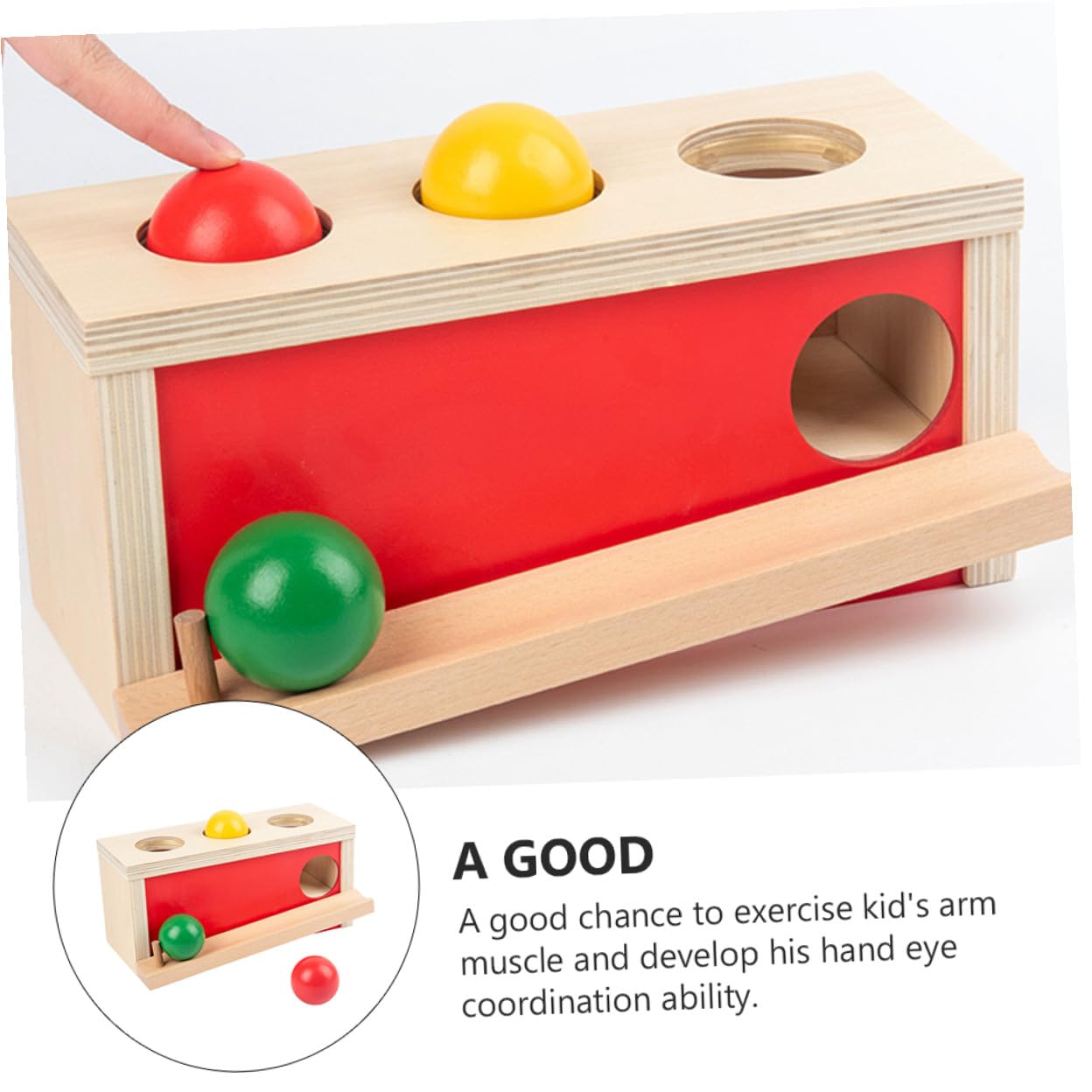 Juguete Educativo de Madera para Coordinación Mano-ojo, Bolas de Decoracion | 1 Set Rojo, Entrenamiento de Presión y Agarre, para Guardería y Juego en Casa