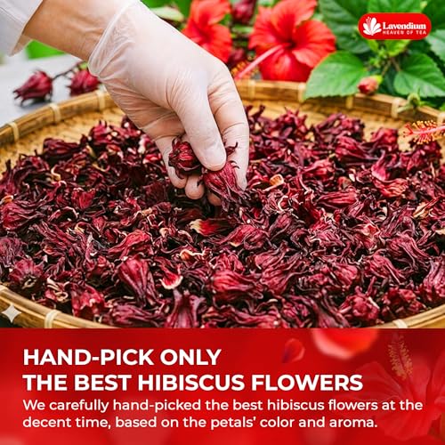 Image of Lavendium Dried Hibiscus Flowers, Hibiscus Petals for Tea & Drinks, 32 oz