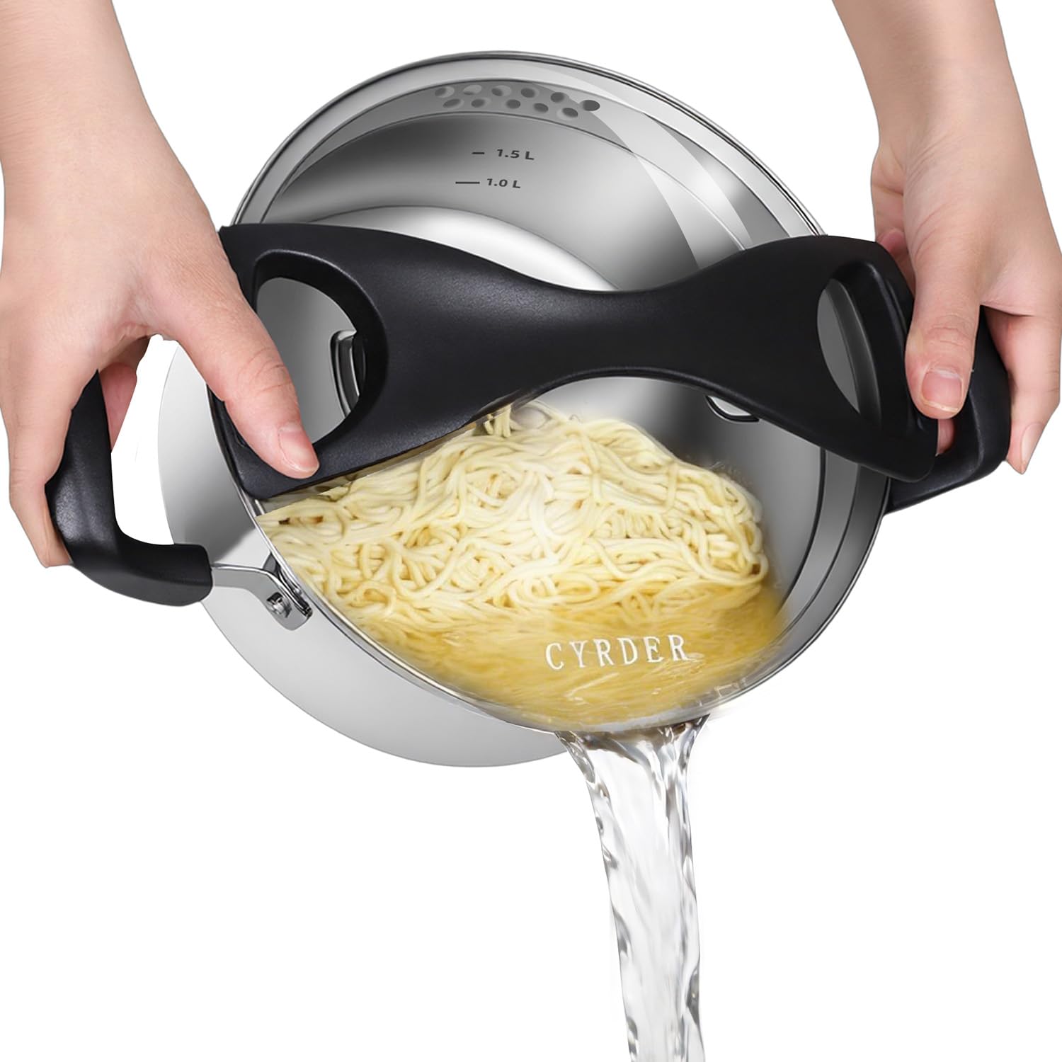 Stainless Steel Pasta Pot, Dutch Oven, Induction Pasta Pot with Strainer Lid, Stock Pot/Soup Pot, Easy Cleanup Stylish Cookware, Dishwasher Safe, 5 Quart