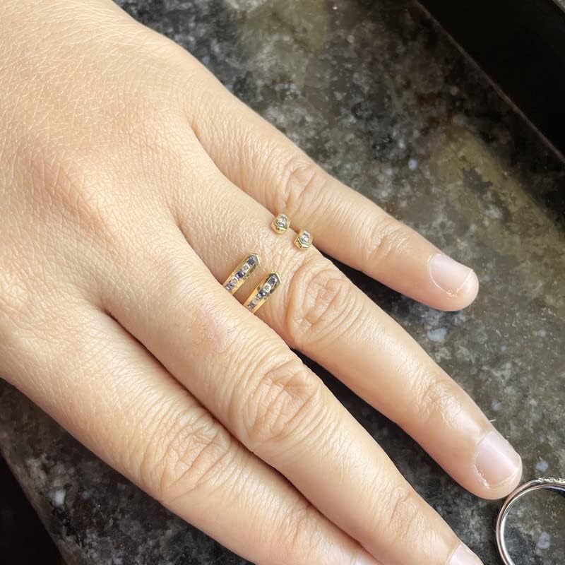 Enhancer Ring, 14K Gold Finish Round Cut Matching Sapphire & Diamond Enhancer Guard Band for Women, Diamond Enhancer Ring