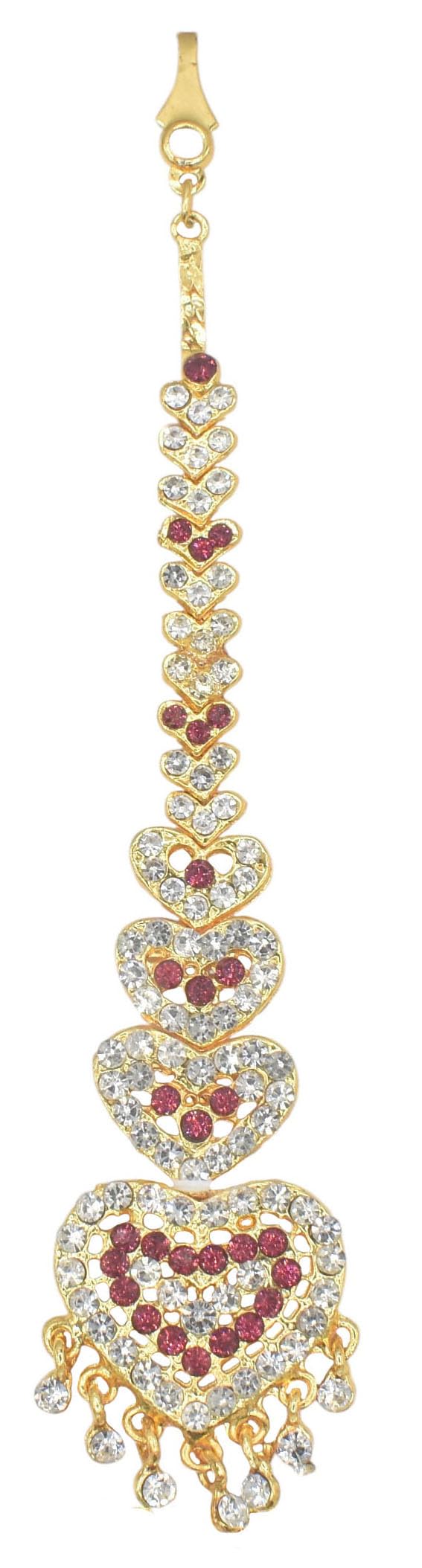 GVG gold plated jewellery Stone Tikka with Red and white stones for women and girls (F/W)-image-21