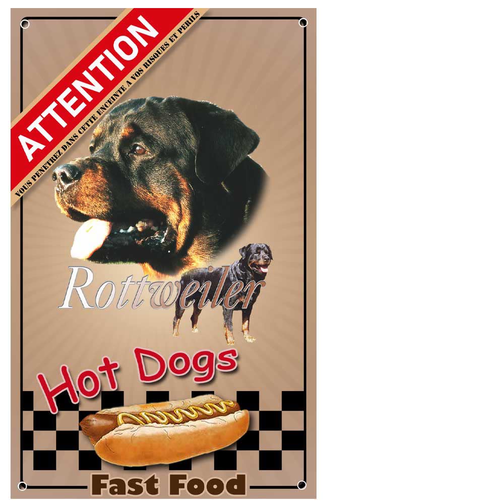 Plaque "ATTENTION AU CHIEN VOUS ENTREZ A VOS RISQUES ET PERILS" Noir