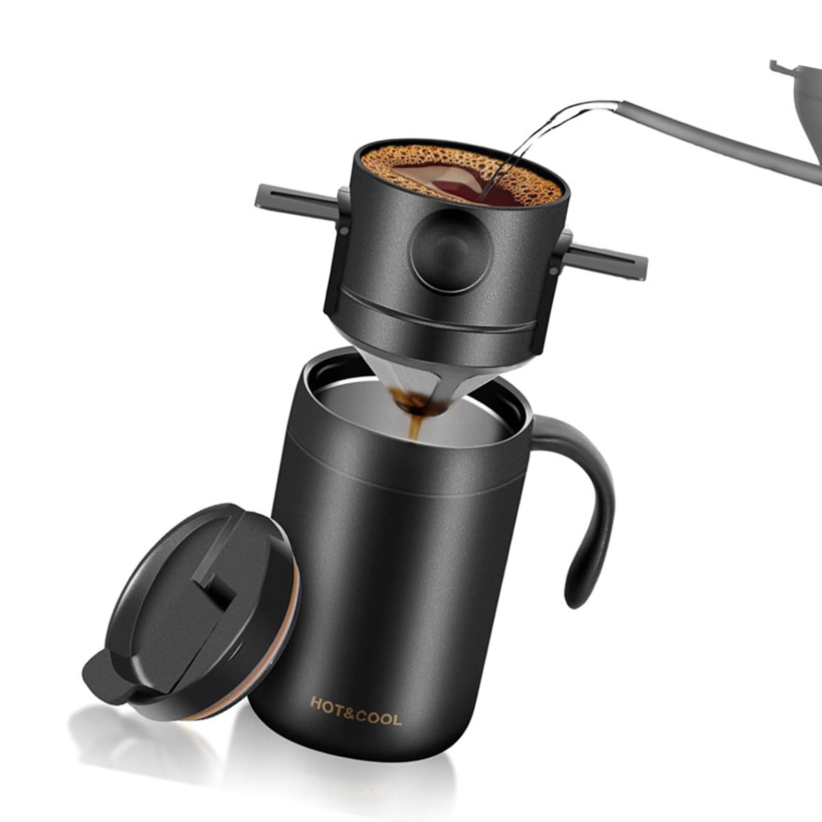 carotoe Multipurpose Nonrust Steel French Presses and Insulated Cup Warm Coffee Flasks for Hot Cold Beverages in Travels Camping Coffee Filter